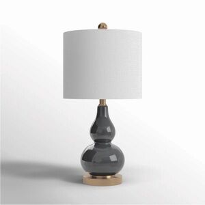 Modern Double Gourd Gray Grey Brass Table Accent Lamp